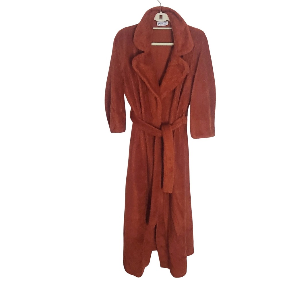 Crowntuft Fashions Womens Vintage Plush Faux Fur Long Robe Orange One Size